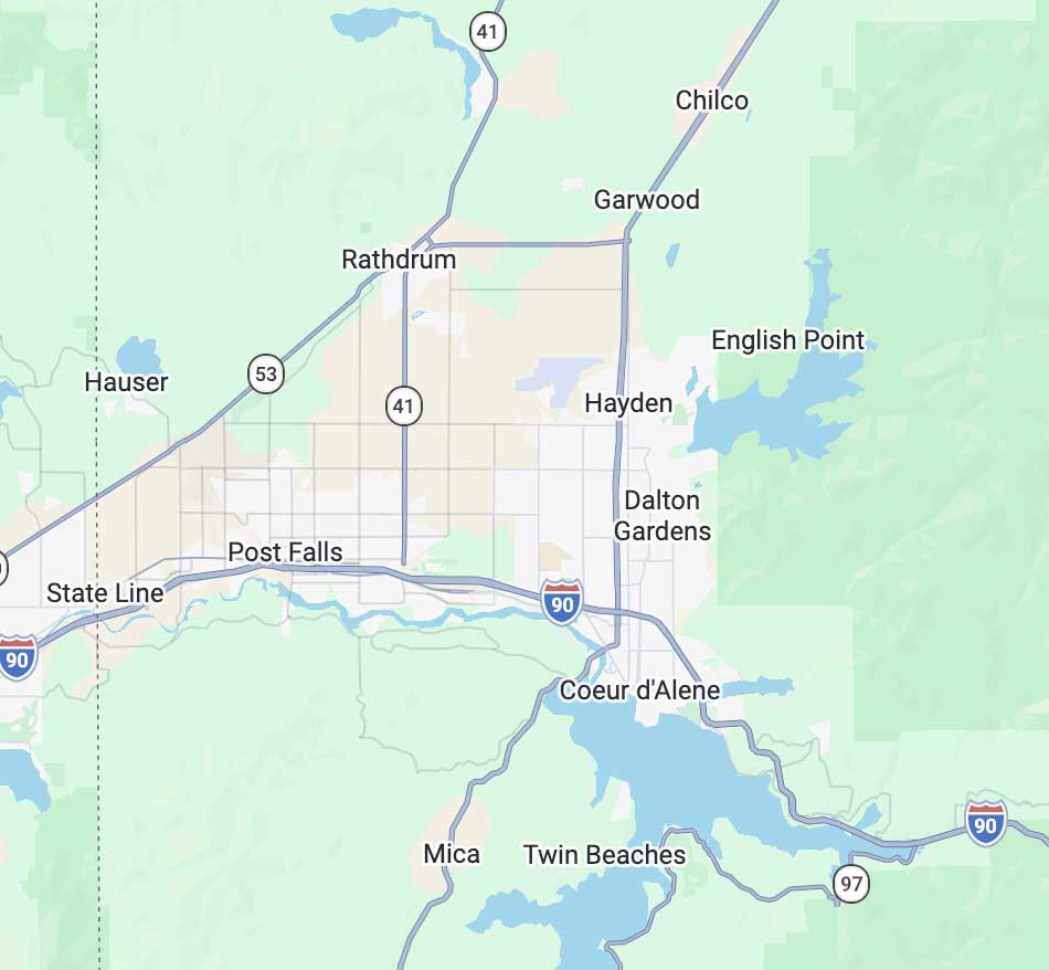 Local-Idaho-Map Areas that Messer serves in north idaho