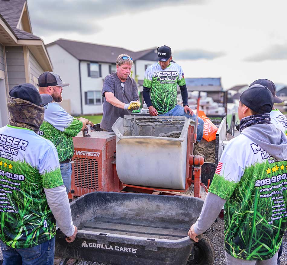 Messer employees pouring concrete